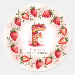 Adesivo Strawberry Birthday Sticker Letra F Cake