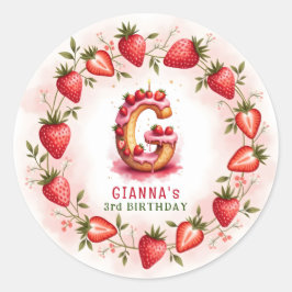Adesivo Strawberry Birthday Sticker - Letra G Bake