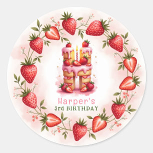 Adesivo Strawberry Birthday Sticker - Letra H Cake