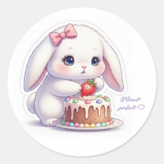 Adesivo Strawberry Cake Bunny - Careful Decorating Kawaii