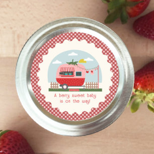Adesivo Strawberry Camper Gingham Berry Chá de fraldas Swe