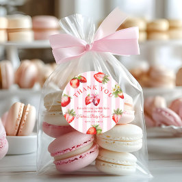 Adesivo Strawberry Coquette Bow Baby Shower Favor Gift