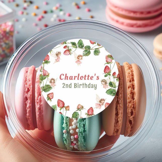 Adesivo Strawberry enchanted fairy garden birthday  (Criador carregado)