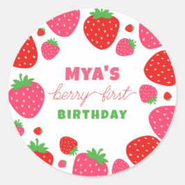 Adesivo Strawberry First Birthday Favkers