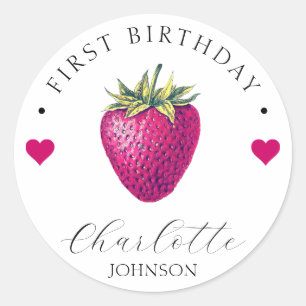 Adesivo Strawberry Hearts Birthday Girl White