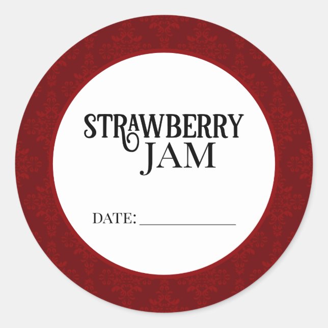 Adesivo Strawberry Jam Canning Lid Labels (Frente)