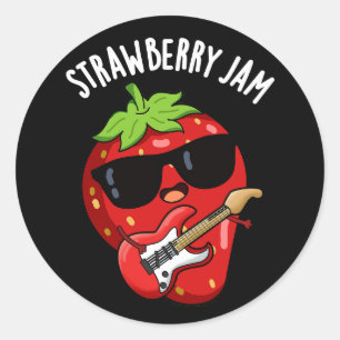 Adesivo Strawberry Jam Funny Fruta Pun Dark BG
