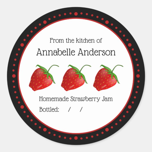 Adesivo Strawberry Jam Label Modern Minimalista Personaliz (Frente)