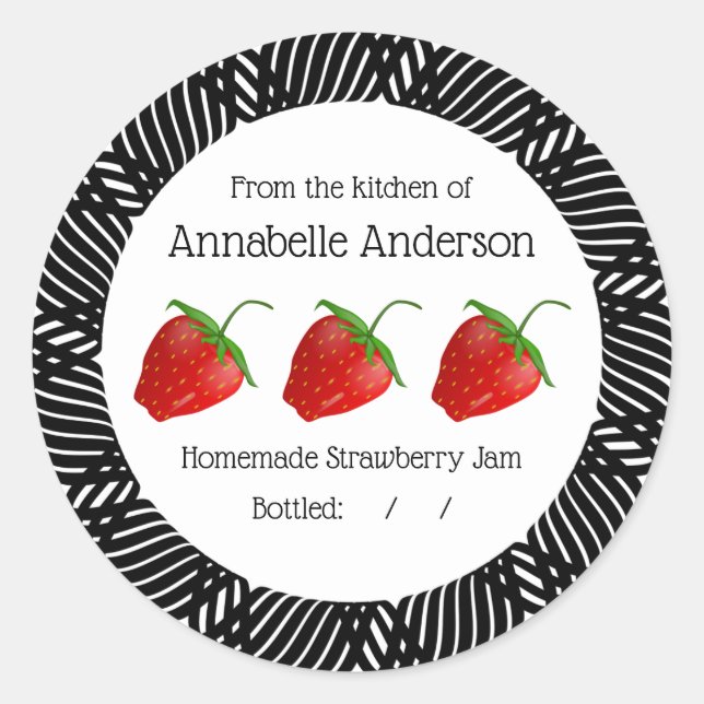 Adesivo Strawberry Jam Label Modern Personalize (Frente)