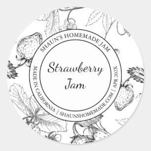 Adesivo Strawberry Jam Sketch Rótulo moderno