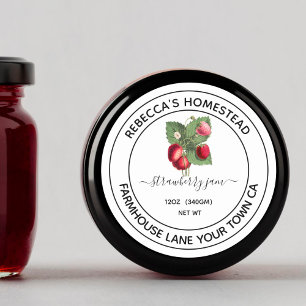 Adesivo Strawberry Jam Vintage Ilustração latindo Jar