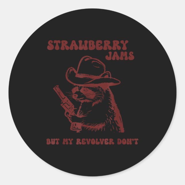 Adesivo Strawberry Jams My Revolver Don't Funny Raccoon Co (Frente)