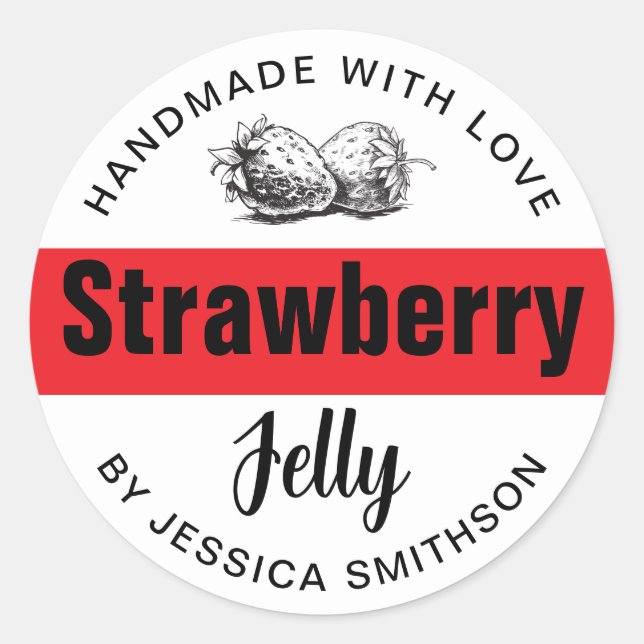 Adesivo Strawberry Jelly Jam Homemade label STRAW03rd (Frente)