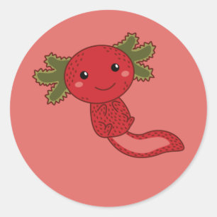 Adesivo Strawberry Kawaii Axolotl Berry Clássico Ronda