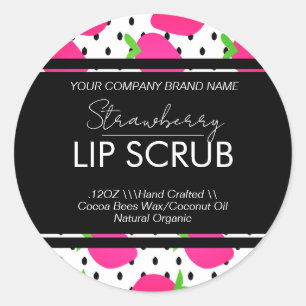 Adesivo Strawberry Lip Business Packaging Sticker Quadrado