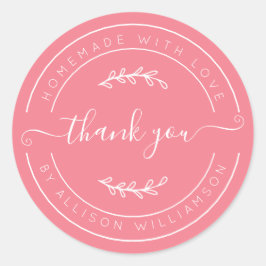 Adesivo Strawberry Pink Homemade Thank You Label
