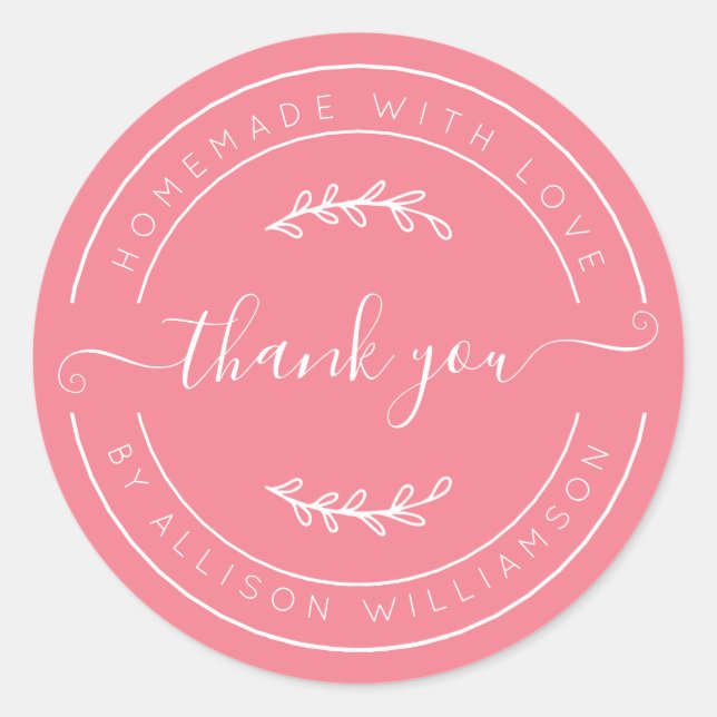 Adesivo Strawberry Pink Homemade Thank You Label (Frente)