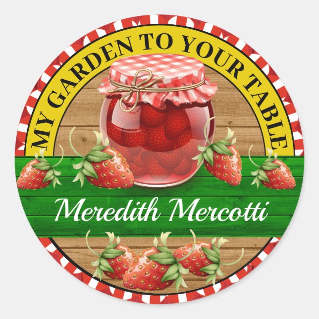 Adesivo Strawberry Preserve Classic Round Sticker (Frente)