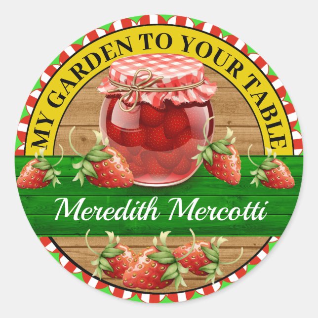 Adesivo Strawberry Preserve Classic Round Sticker (Frente)