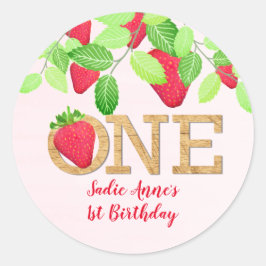 Adesivo Strawberry primeiro aniversario Girl Red Rustic
