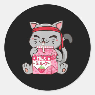 Adesivo Strawberry Shaw Strawberry Milk Cat Kawaii Neko A