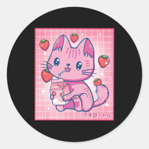 Adesivo Strawberry Shaw Strawberry Milk Cat Kawaii Neko G