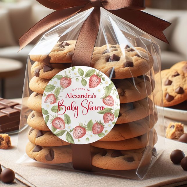 Adesivo Strawberry Woodland Baby Shower (Criador carregado)