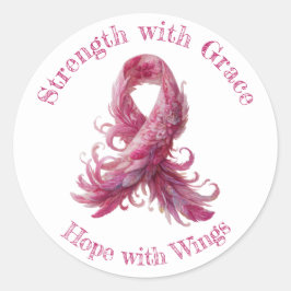 Adesivo Strength with Grace – Pink Feather Breast Cancer