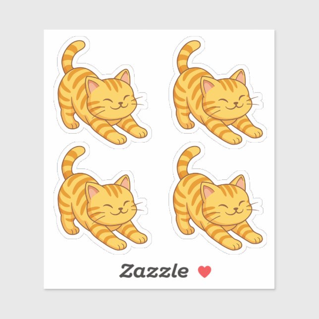Adesivo Stretching Orange Tabby Cat Set of 4 (Folha)