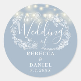 Adesivo String Lights Floral Dusty Blue Weding