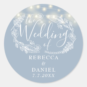 Adesivo String Lights Floral Dusty Blue Weding