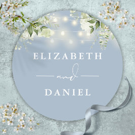 Adesivo String Lights Floral Dusty Blue Weding Favor