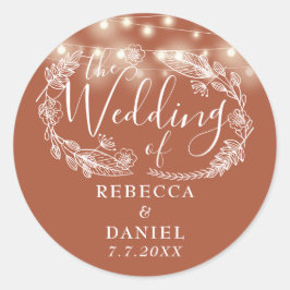 Adesivo String Lights Floral Terracotta Wedding