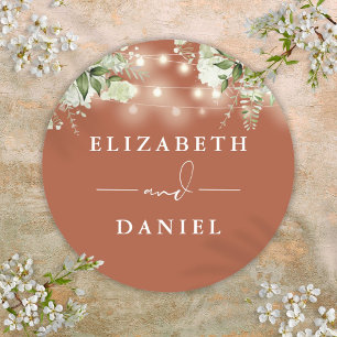 Adesivo String Lights Floral Terracotta Weding Favor