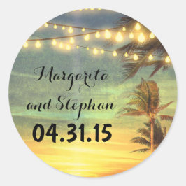Adesivo String Lights Palms Beach Sunset Wedes