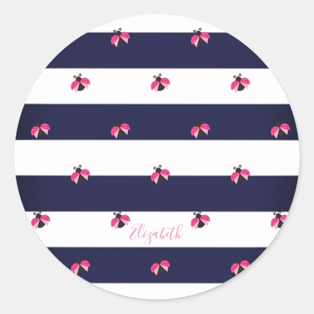 Adesivo Striped Adorável,Ladybird -Personalizado (Frente)