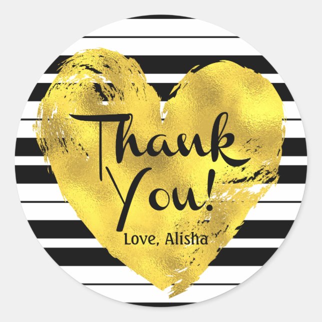 Adesivo Striped, Gold Heart Thank You (Frente)