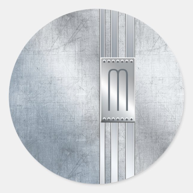 Adesivo Stripes Metálicas Arranhadas Monograma Azul ID443 (Frente)