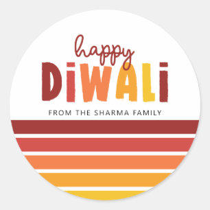 Adesivo Stripes Retro Feliz Diwali Personalizado