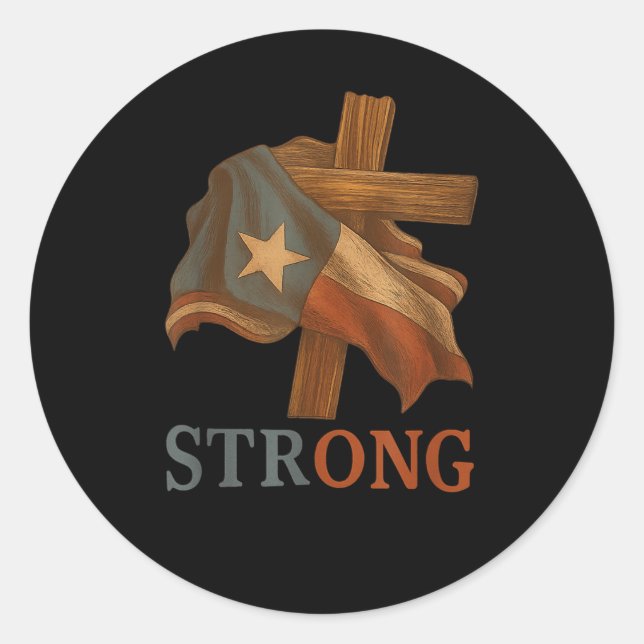 Adesivo Strong Texas Flag Cross Christian Texas Pride 2025 (Frente)