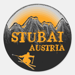 Adesivo Stubai Austria - vinhetas de esqui laranja