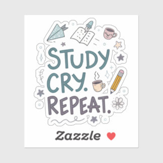 Adesivo Study Cry Repeat | Relatable Student Sticker