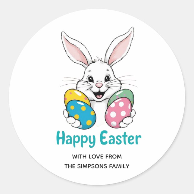 Adesivo Stylish bunny eggs Floral Happy Easter Sticker (Frente)