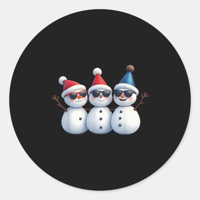 Adesivo Stylish Snowmen In Winter Wonderland 3 Snowmen Fri (Frente)