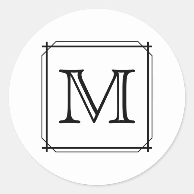 Adesivo Sua Carta. Monograma personalizado. Preto & Branco (Frente)