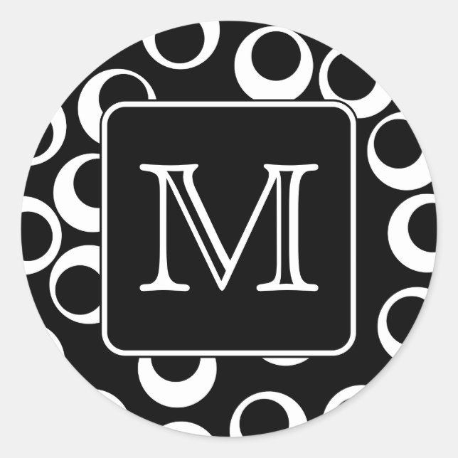 Adesivo Sua Carta. Monograma preto e branco. Padrão de div (Frente)