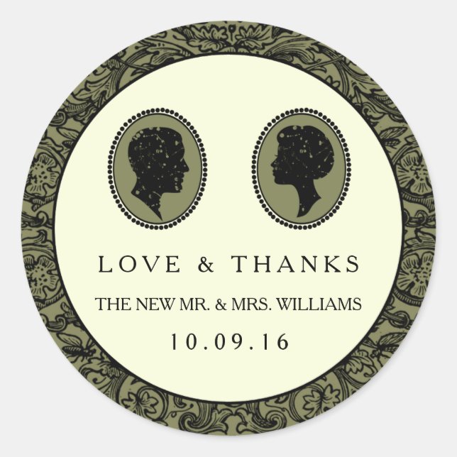 Adesivo Sua Coleção de Casamentos de Arte Deco Silhouette (Frente)