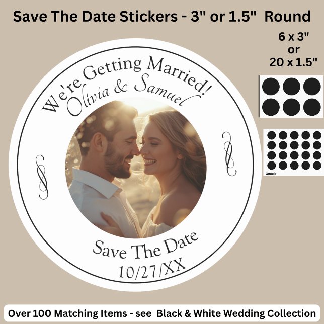 Adesivo Sua Foto, Salve a Data, Infinidade Preto e Branco (Criador carregado)