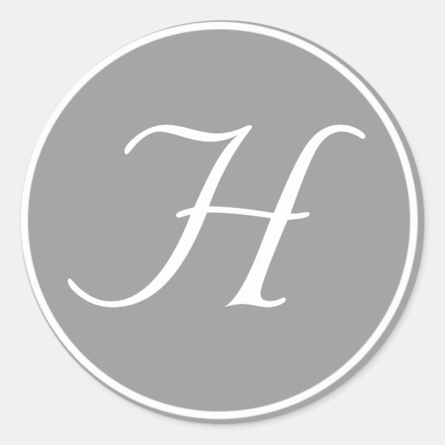 Adesivo Sua Letra, Monograma Personalizado H Cinza Inicial (Frente)