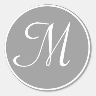 Adesivo Sua Letra, Monograma Personalizado M Cinza Inicial
